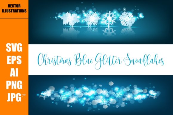 3D Blue Glitter Snowflakes Clipart