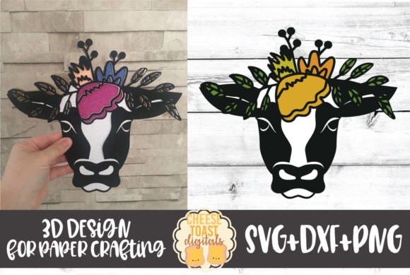 3D Floral Cow Font Design