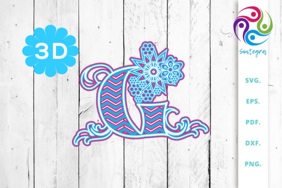 3D Multilayer Floral Chevron Letter G: A Versatile Design for Creative Projects