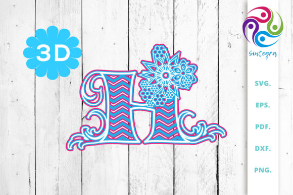 3D Multilayer Floral Chevron Letter H: A Versatile Design for Modern Creators and Businesses