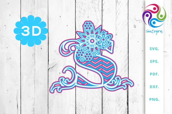 3D Multilayer Floral Chevron Letter S: A Versatile Design for Creative Projects