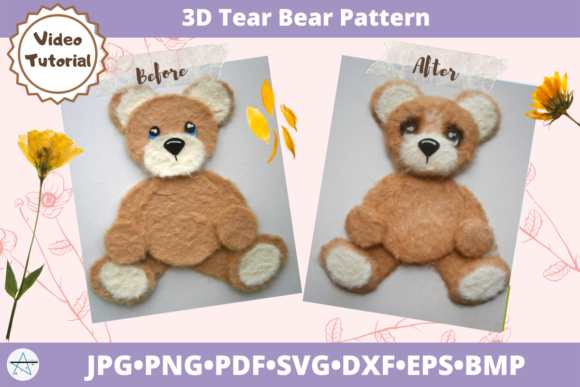 3D Tear Bear Pattern Cut File for Creative Projects