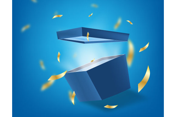 Blue Opened 3D Realistic Gift Box