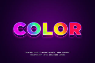 Color 3d Text Effect Mockup for Designers