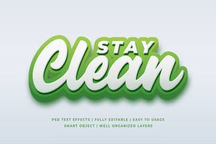 Stay Clean 3D Text Effect Mockup
